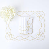 Gold Embroidered Bow Napkins (Set of 4) - Mrs. Alice