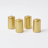 Elevate your ambiance with the stylish and elegant Gold Pillar Candles - a simple yet luxurious statement of refined taste.