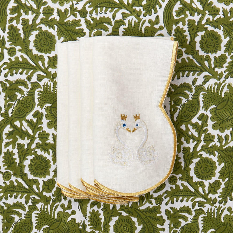 Gold Swan Embroidered Napkins (Set of 4) - Mrs. Alice