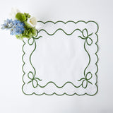 Green Embroidered Bow Napkins (Set of 4) - Mrs. Alice