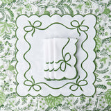 Green Embroidered Bow Napkins (Set of 4) - Mrs. Alice