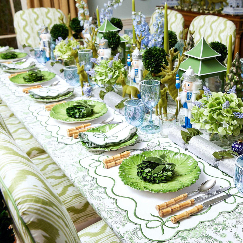 Green Embroidered Bow Napkins (Set of 4) - Mrs. Alice