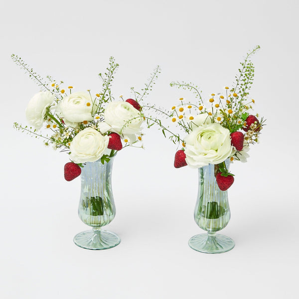 Green Fluted Vases (Pair) - Mrs. Alice