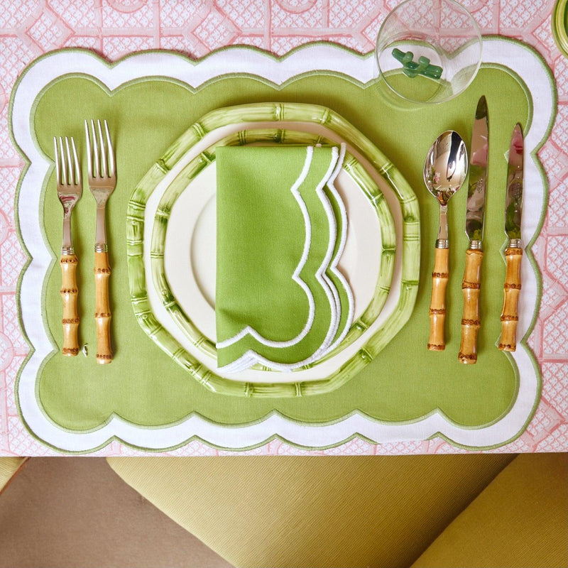 Green Geometric Bamboo Starter Plate (Set of 4) - Mrs. Alice