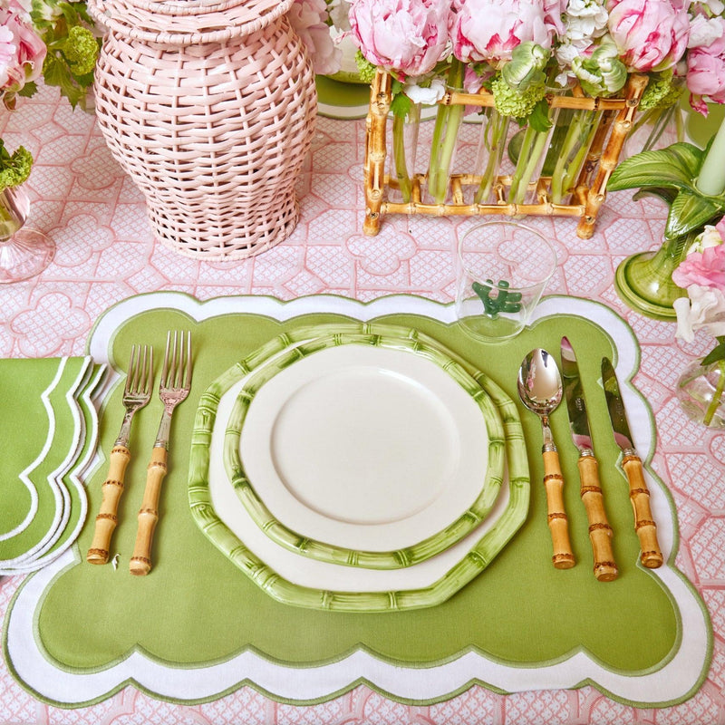 Green Geometric Bamboo Starter Plate (Set of 4) - Mrs. Alice