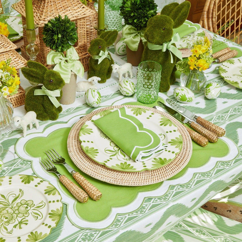 Green Ikat & Applique Linen Set - Mrs. Alice