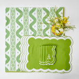 Green Ikat & Applique Linen Set - Mrs. Alice