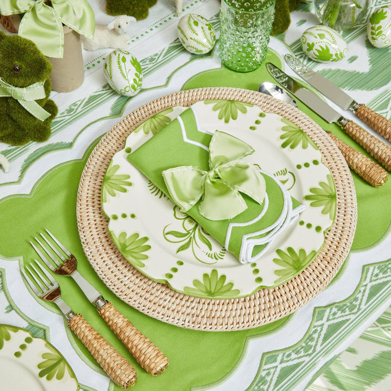 Green Ikat & Applique Linen Set - Mrs. Alice
