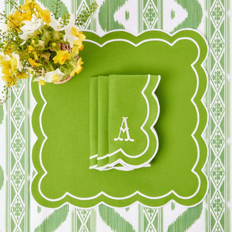 Green Ikat & Applique Linen Set - Mrs. Alice