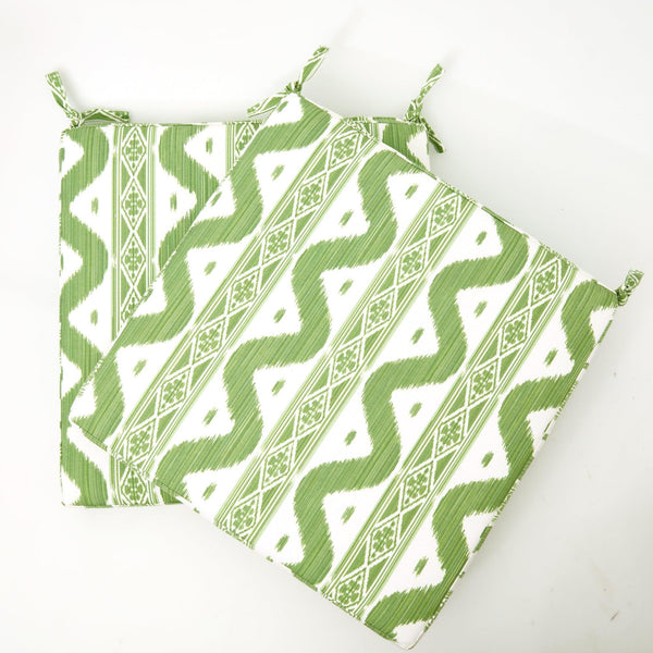 Green Ikat Seat Pad Cushion - Mrs. Alice
