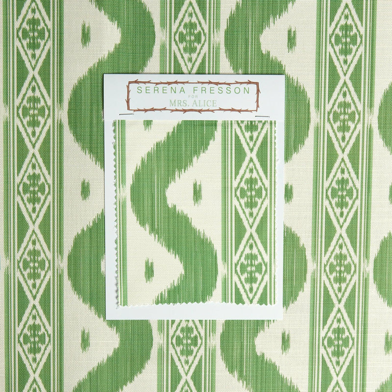 Green Ikat Stripe Fabric - Mrs. Alice