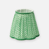 Rattan Bardot Rechargeable Lamp with Green Lotus Flower Lampshade (15cm)