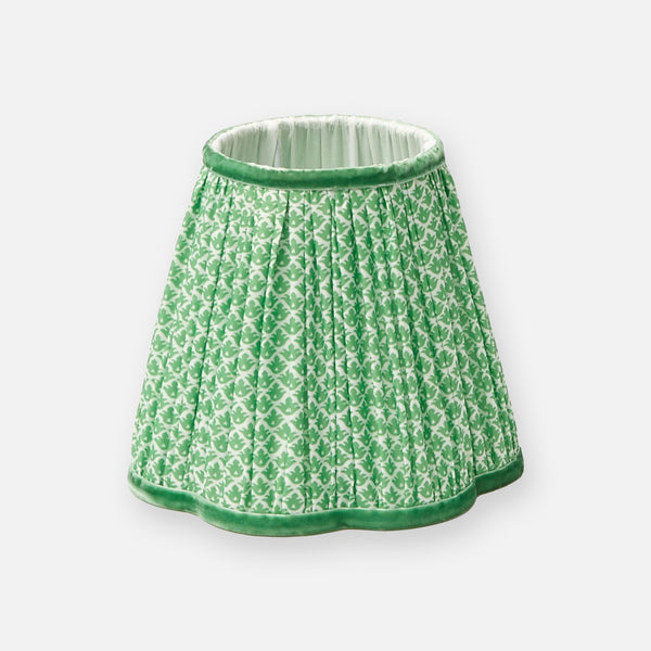 Rattan Bardot Rechargeable Lamp with Green Lotus Flower Lampshade (15cm)