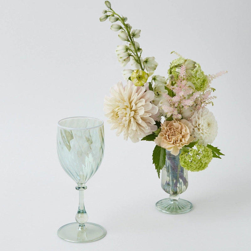 Green Swirl Wine Glasses with White Rim (Set of 4) - Mrs. Alice