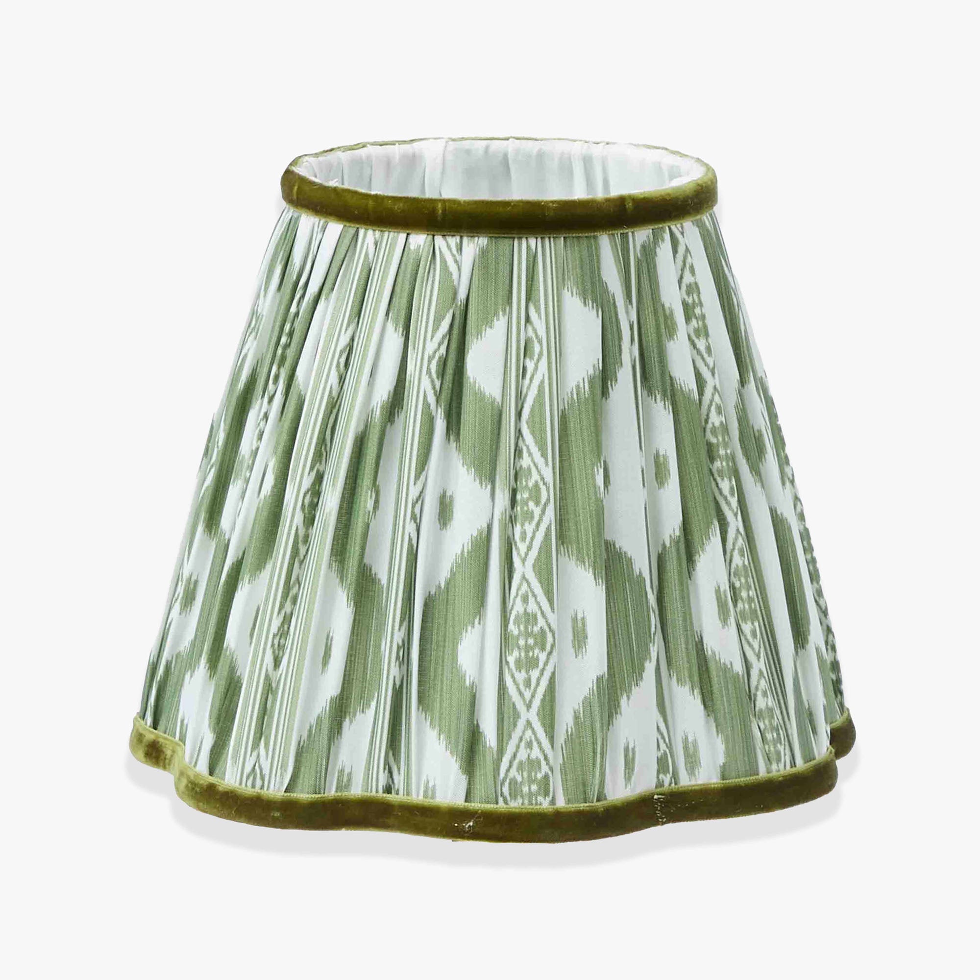 Pair of Nutcracker Rechargeable Lamps with Olive Ikat Shades (18cm)