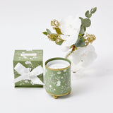 Hand Painted Olive Floral Tole Candle Pot - Mrs. Alice
