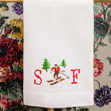 Enjoy the winter season with the Embroidered Skier White Linen Hand Towel, a stylish and charming towel that adds a touch of winter magic to your bathroom.