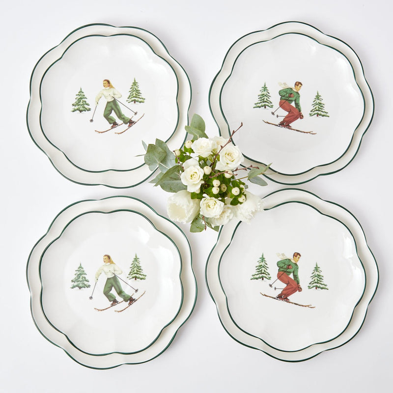 Enhance your holiday gatherings with the playful charm of the Heidi & Hans Skier Starter Plates, designed to bring a touch of tradition and whimsy to your Christmas celebrations, infusing your holiday table with Alpine charm and merriment.