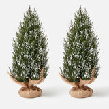Hessian Wrapped Trees (Pair) - 42cm