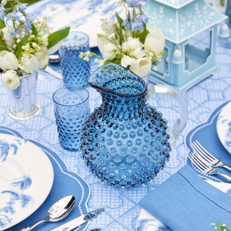 Elevate your dining and drinking experiences with our Hobnail Navy Glasses & Jug Set - a symbol of timeless grace.