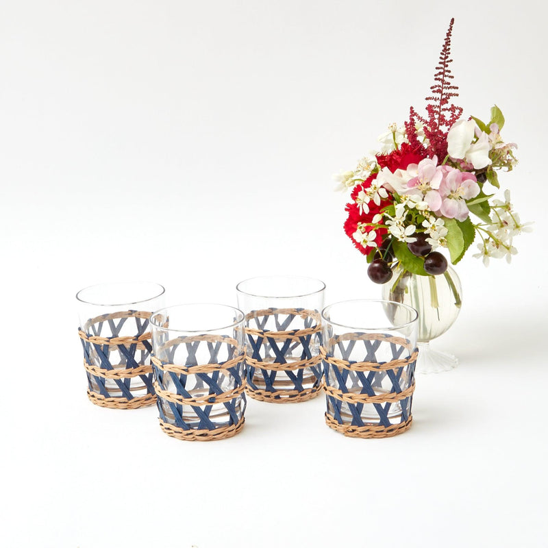 Ink Raffia Water Glasses (Set of 4) - Mrs. Alice