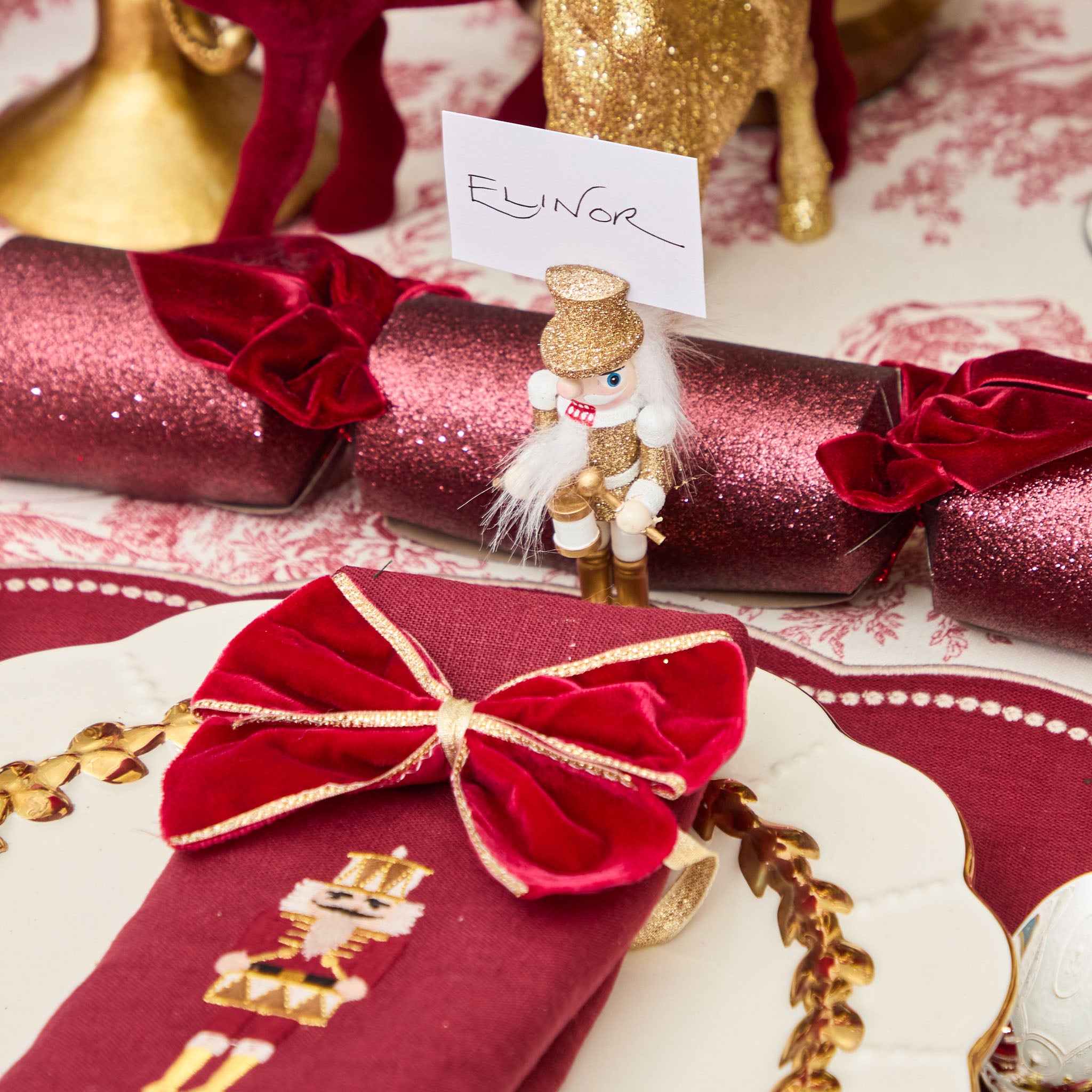 Gold Glitter Nutcracker Placecard Holders (Set of 4)