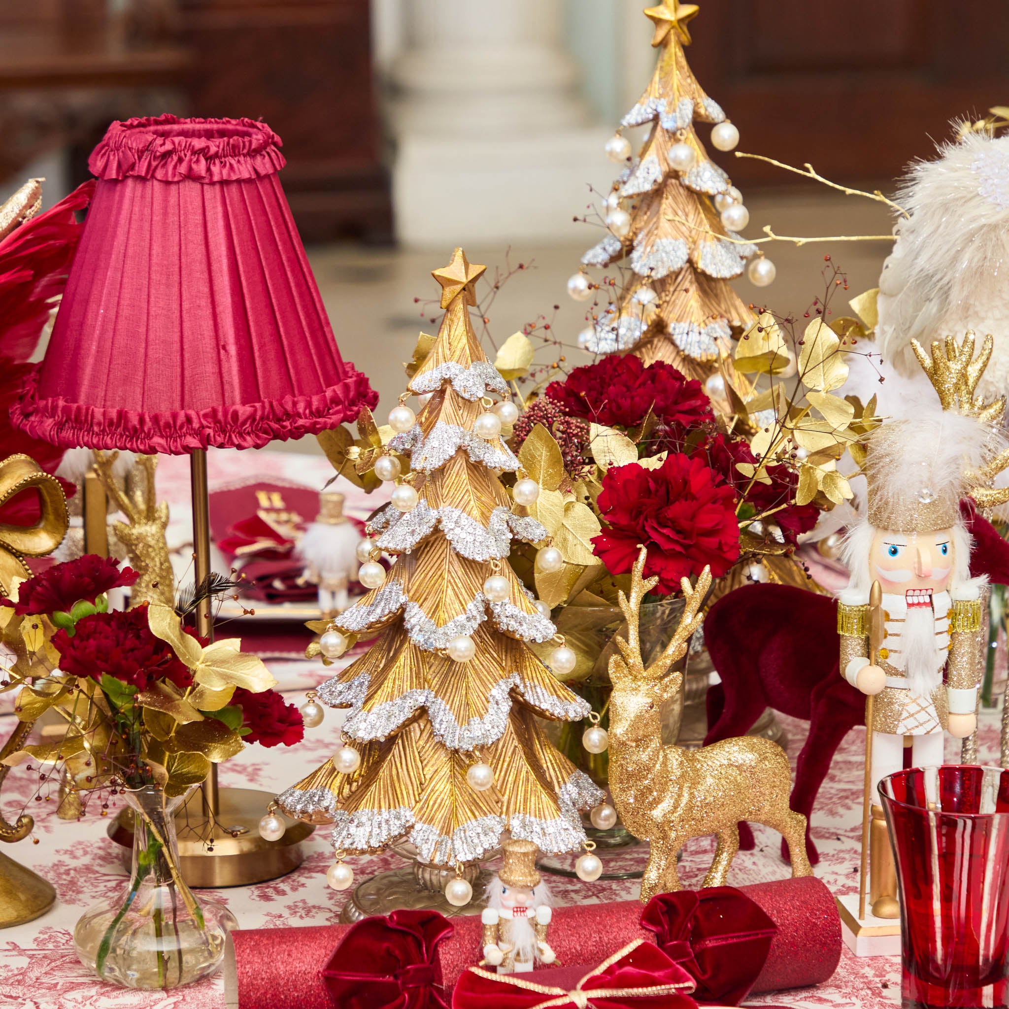Red Frilled Silk Lampshade (18cm)