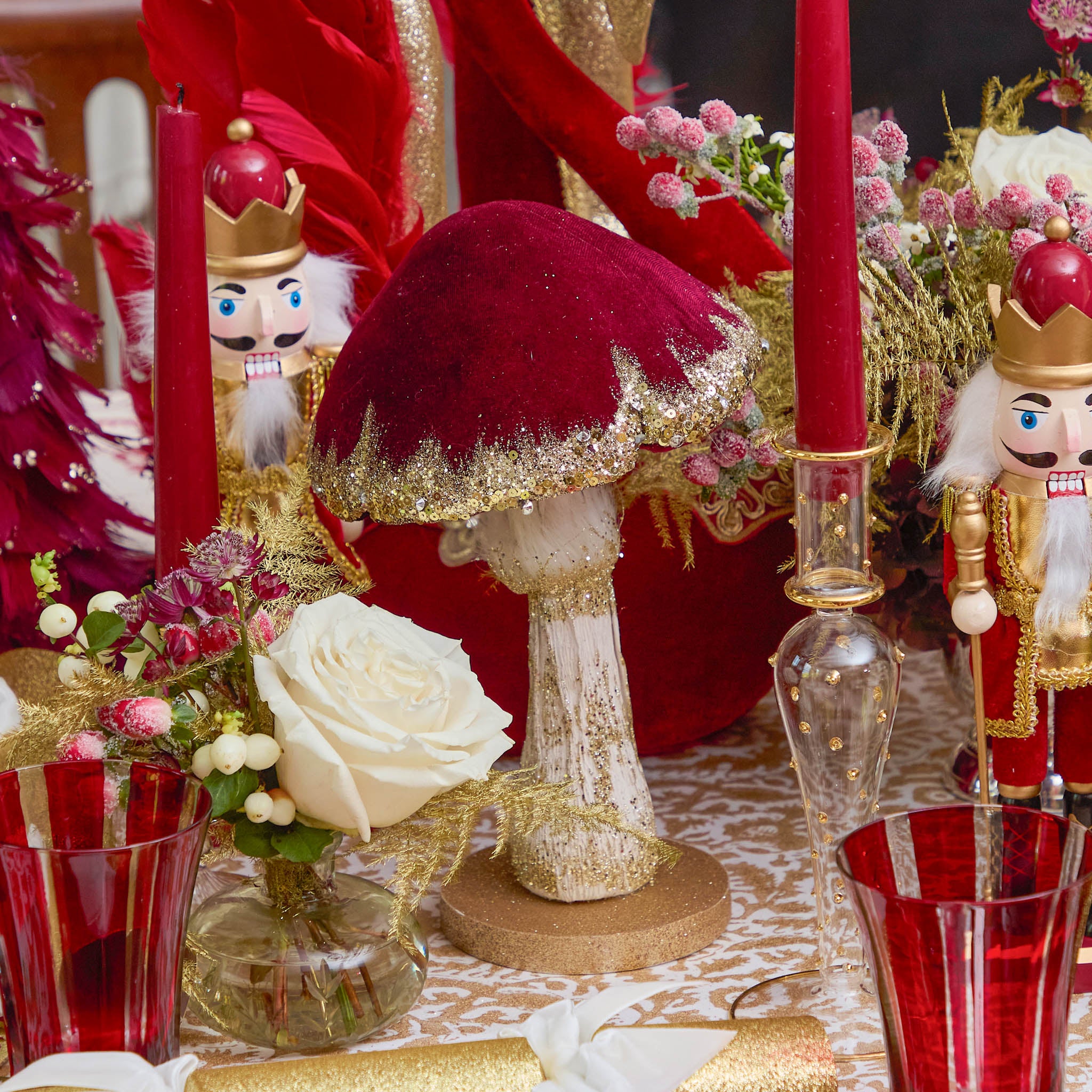 Burgundy Glitter Mushroom (Pair)