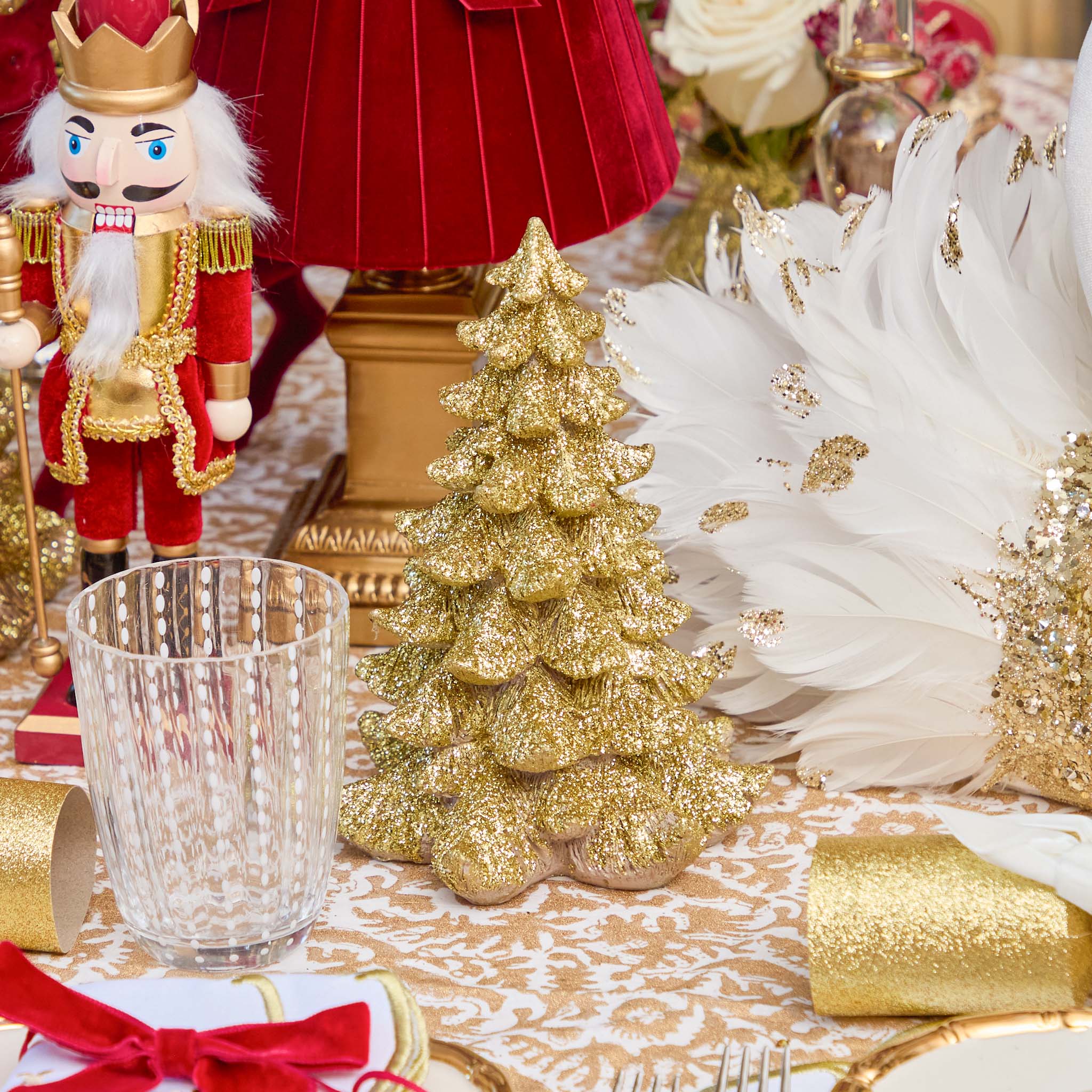 Small Gold Glitter Christmas Tree (Pair)