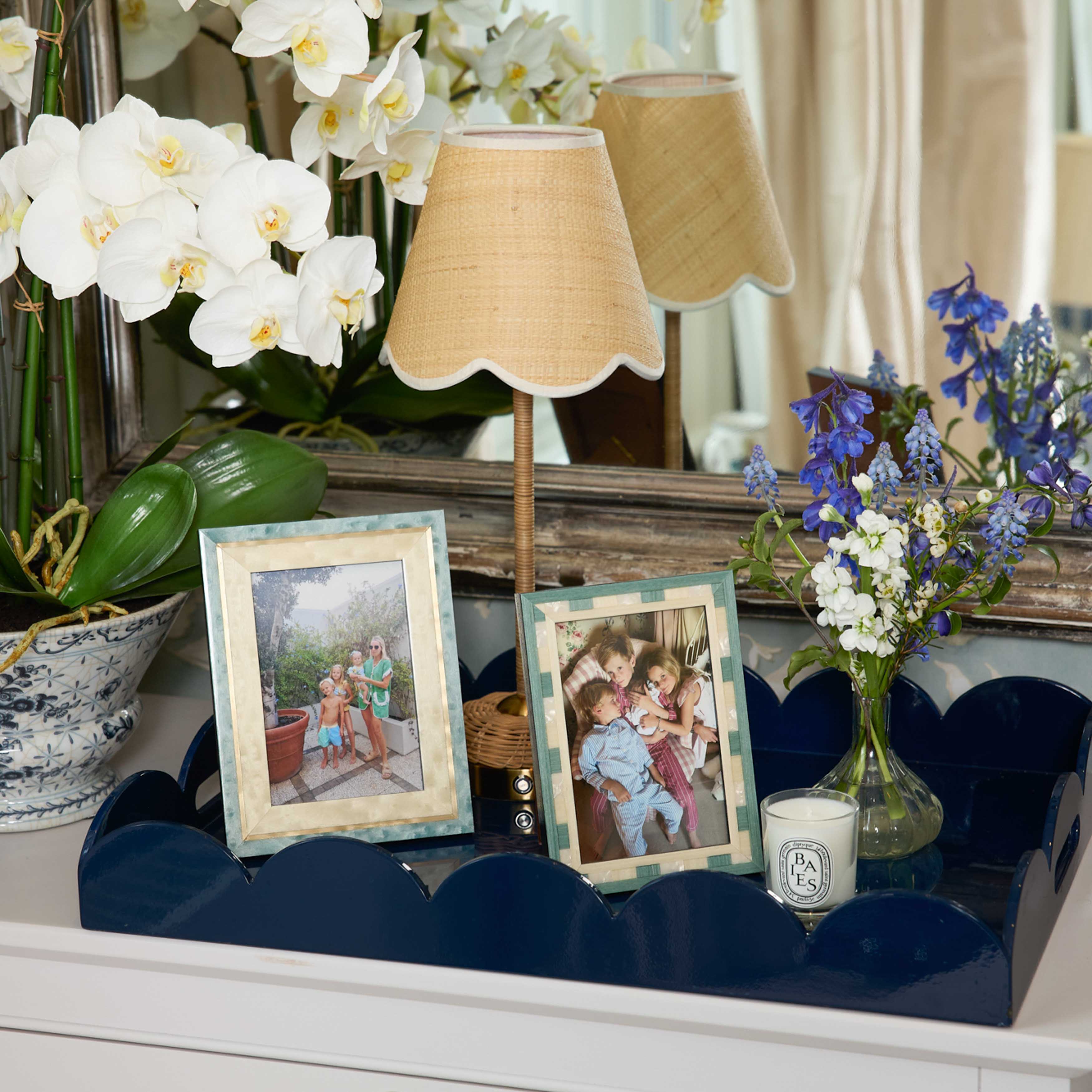 Navy Blue Lacquer Scalloped Tray