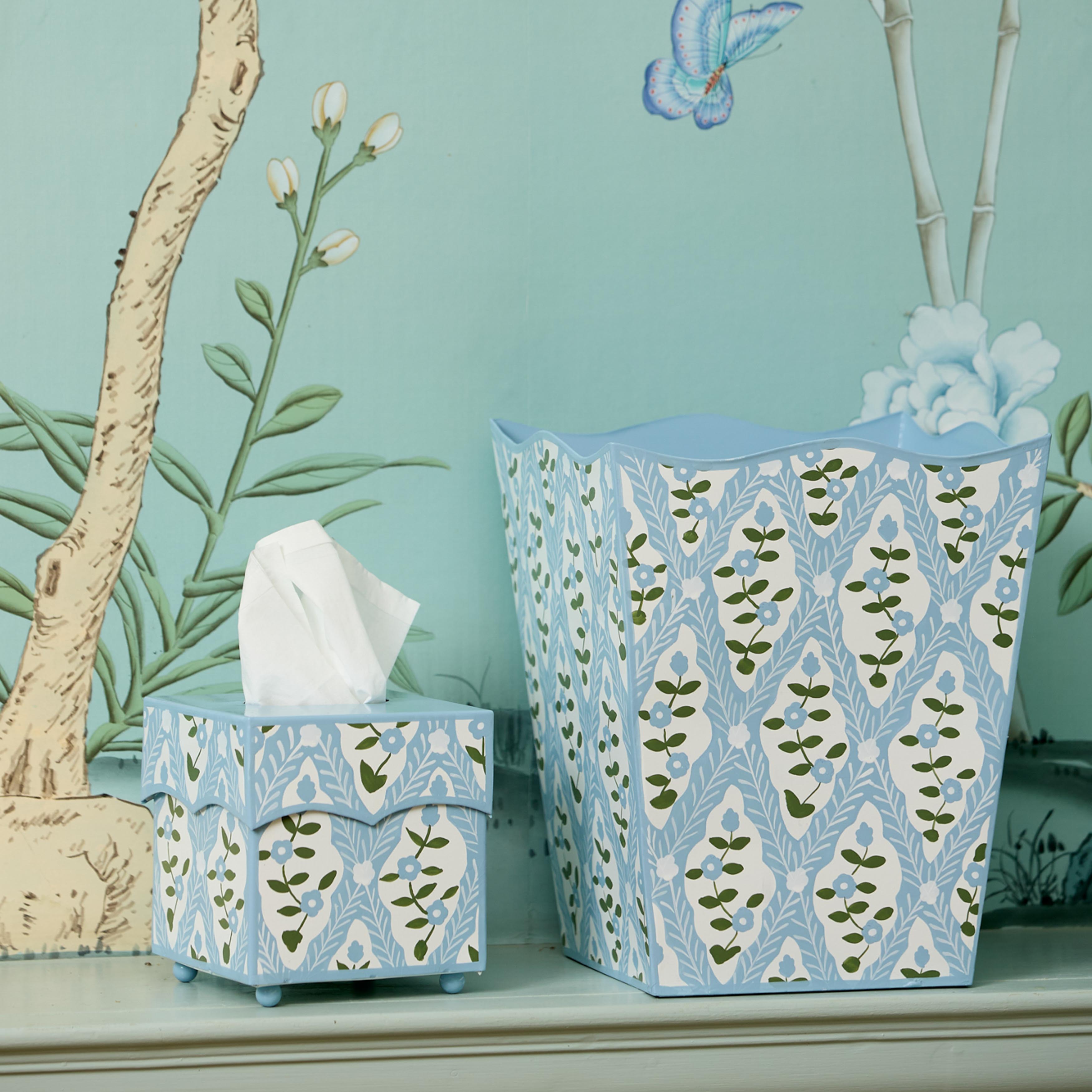 Blue Floral Trellis Tissue Box