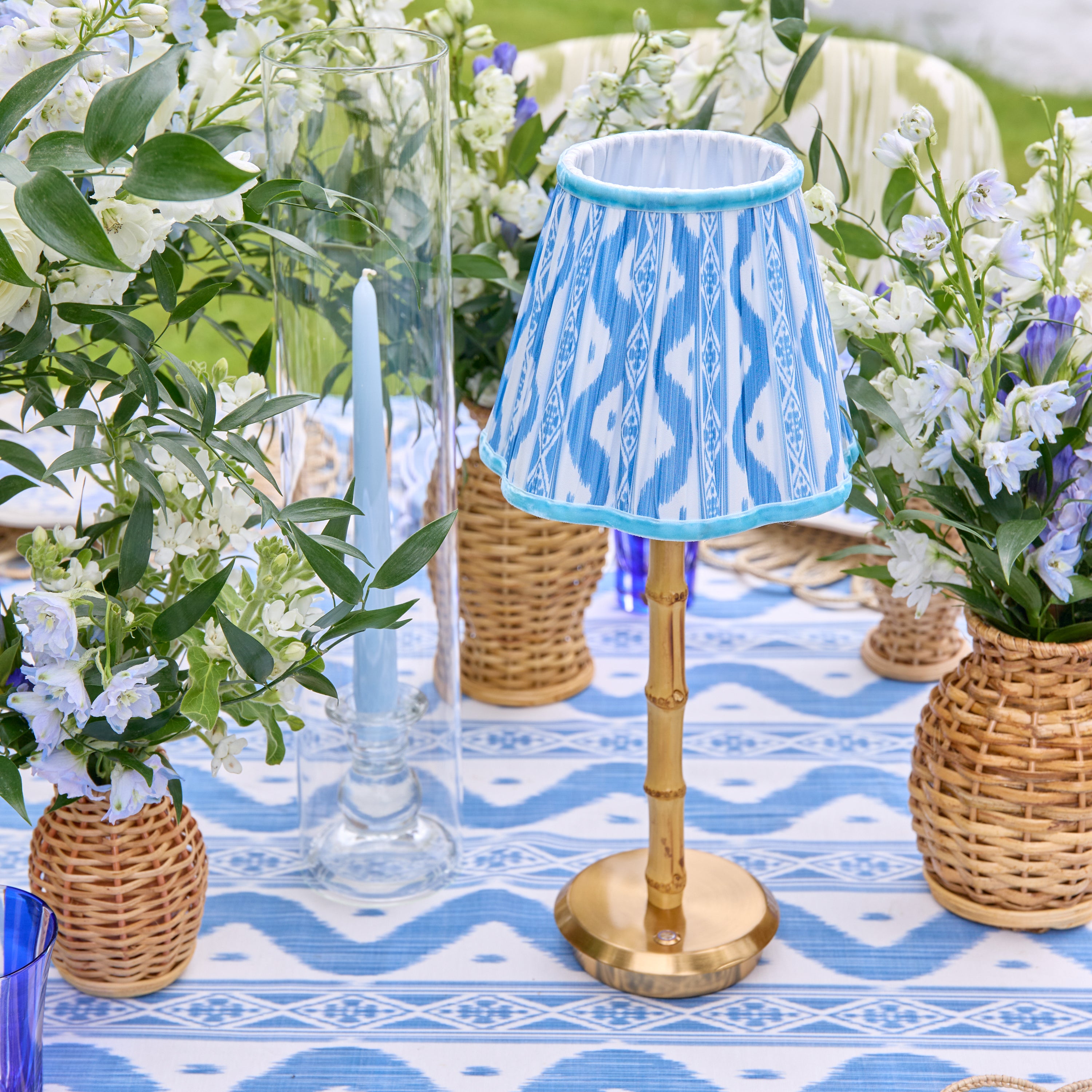 Blue Ikat Lampshade (18cm)