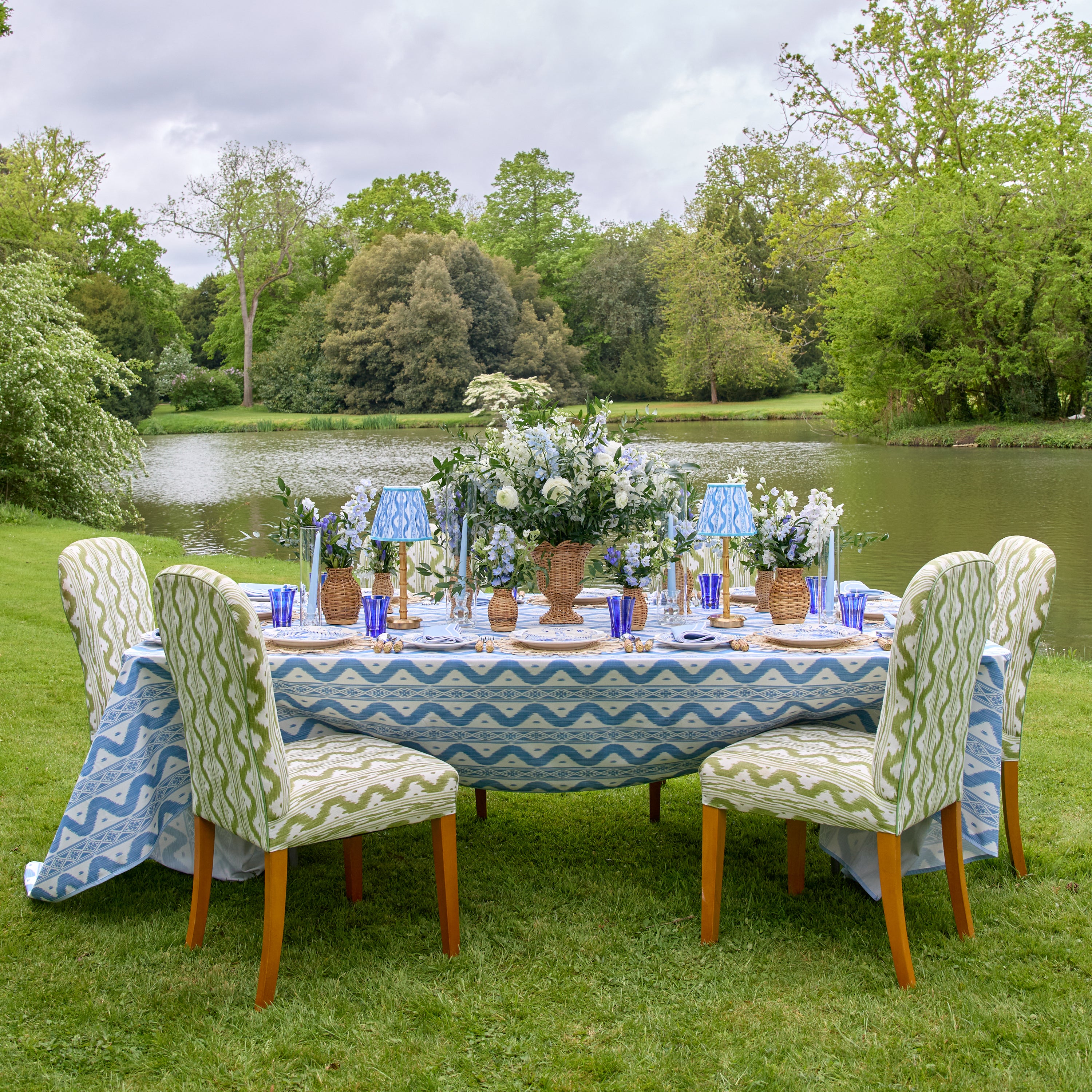 Blue Ikat Tablecloth