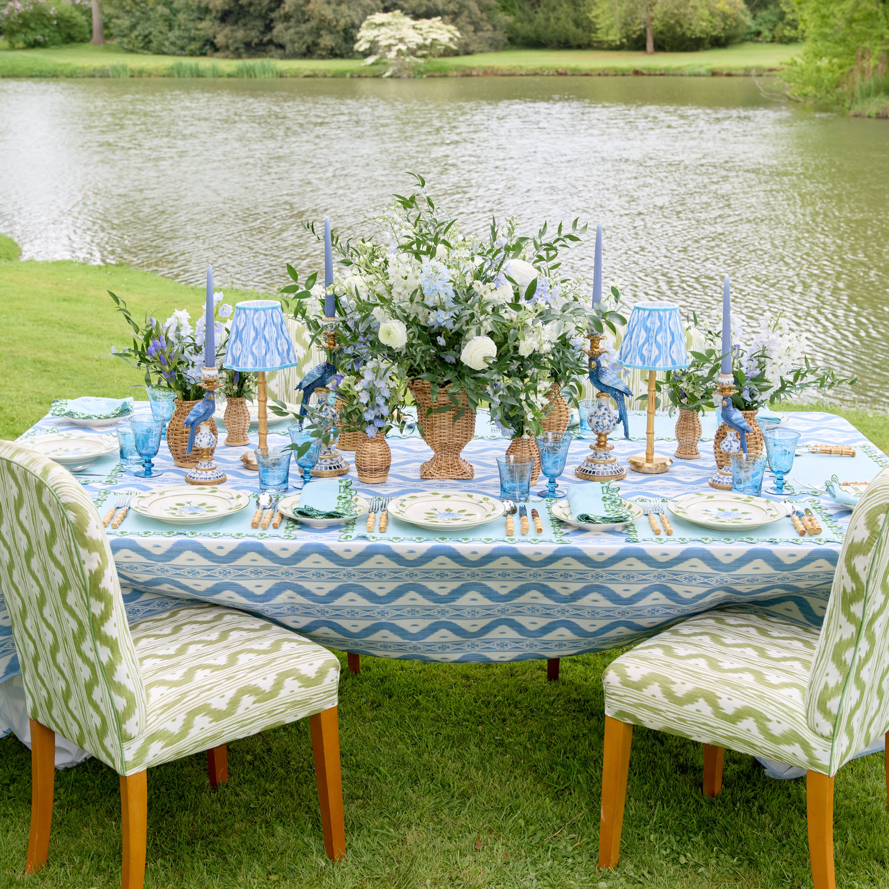 Blue Ikat Tablecloth