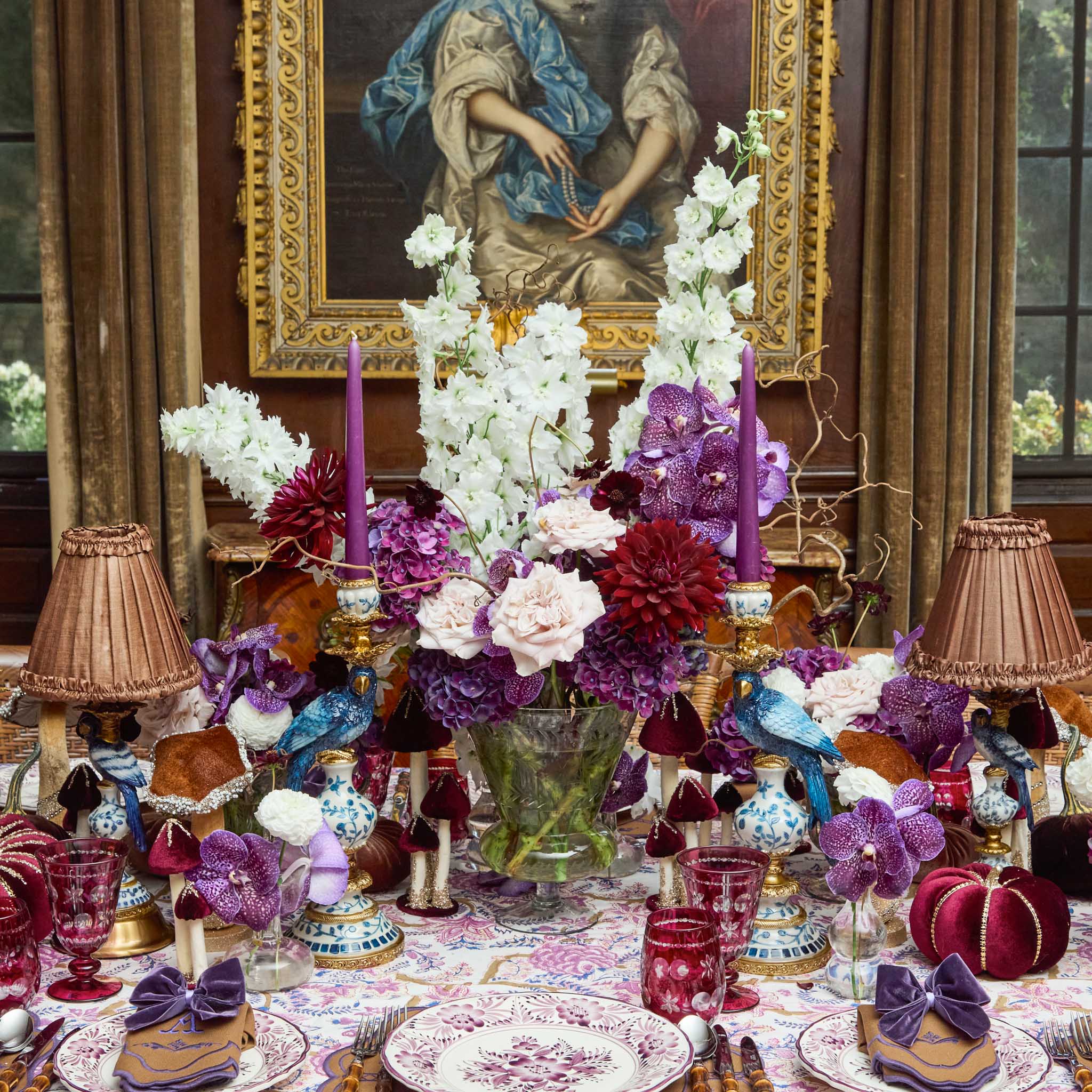 Blue Parrot Candle Holder Set