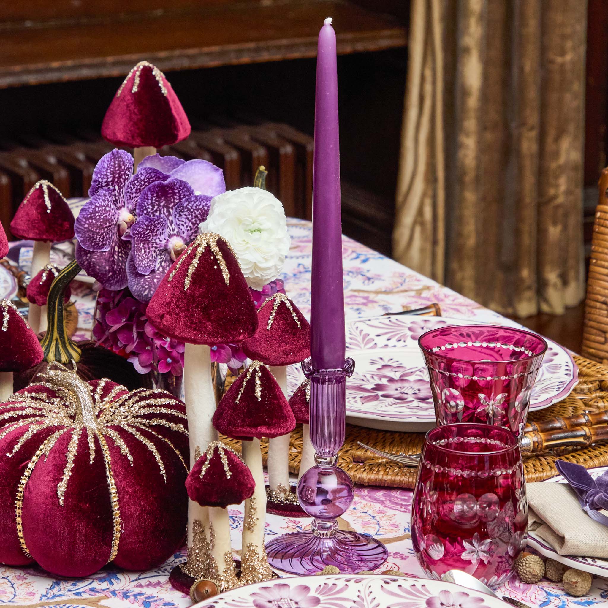 Small Eden Purple Candle Holder (Pair)