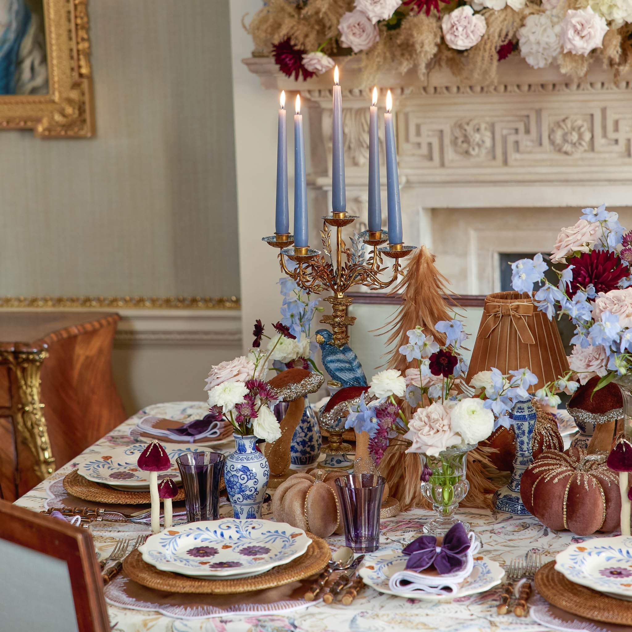 Dusty Blue Candles (Set of 8)