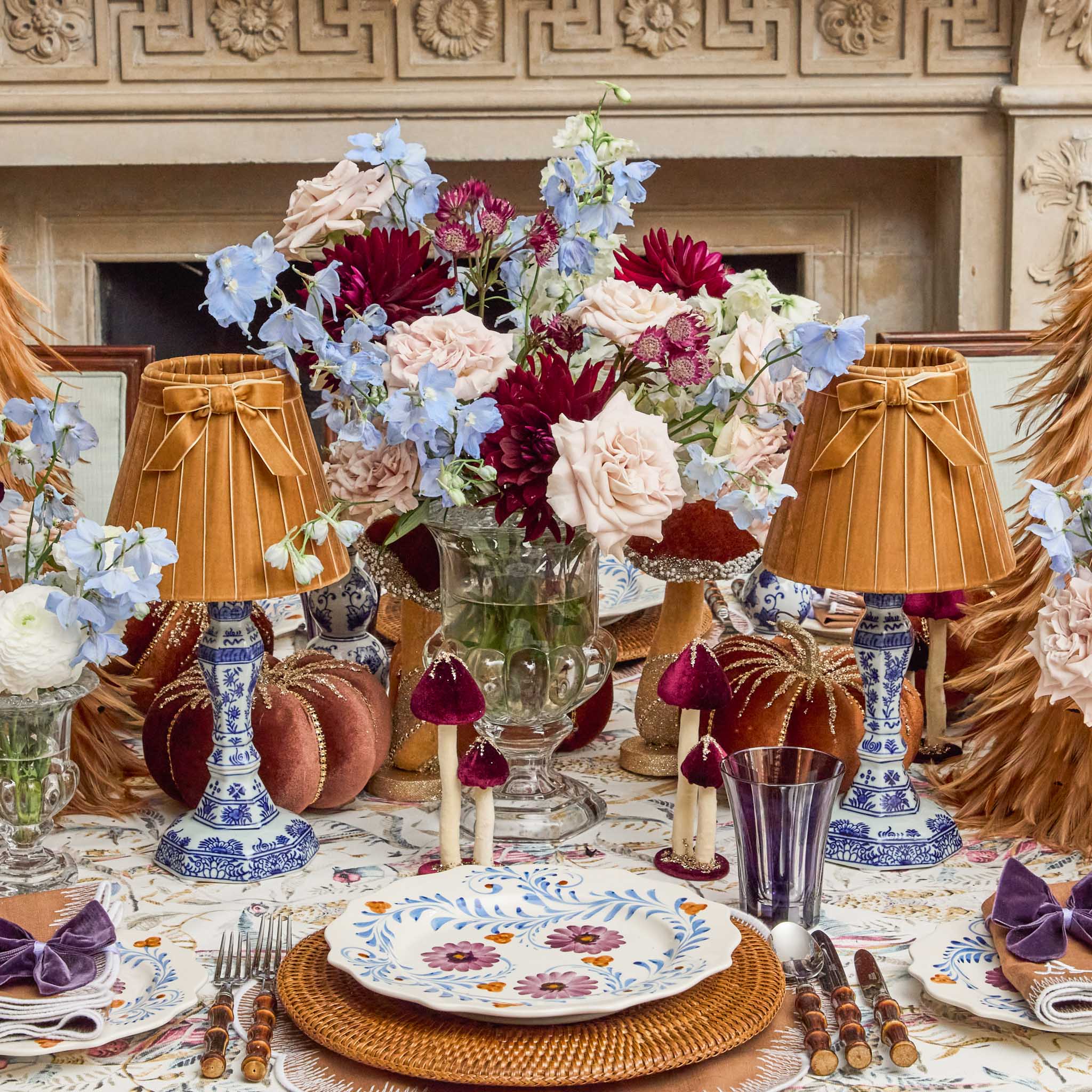 Mustard Velvet Bow Lampshade (18cm)
