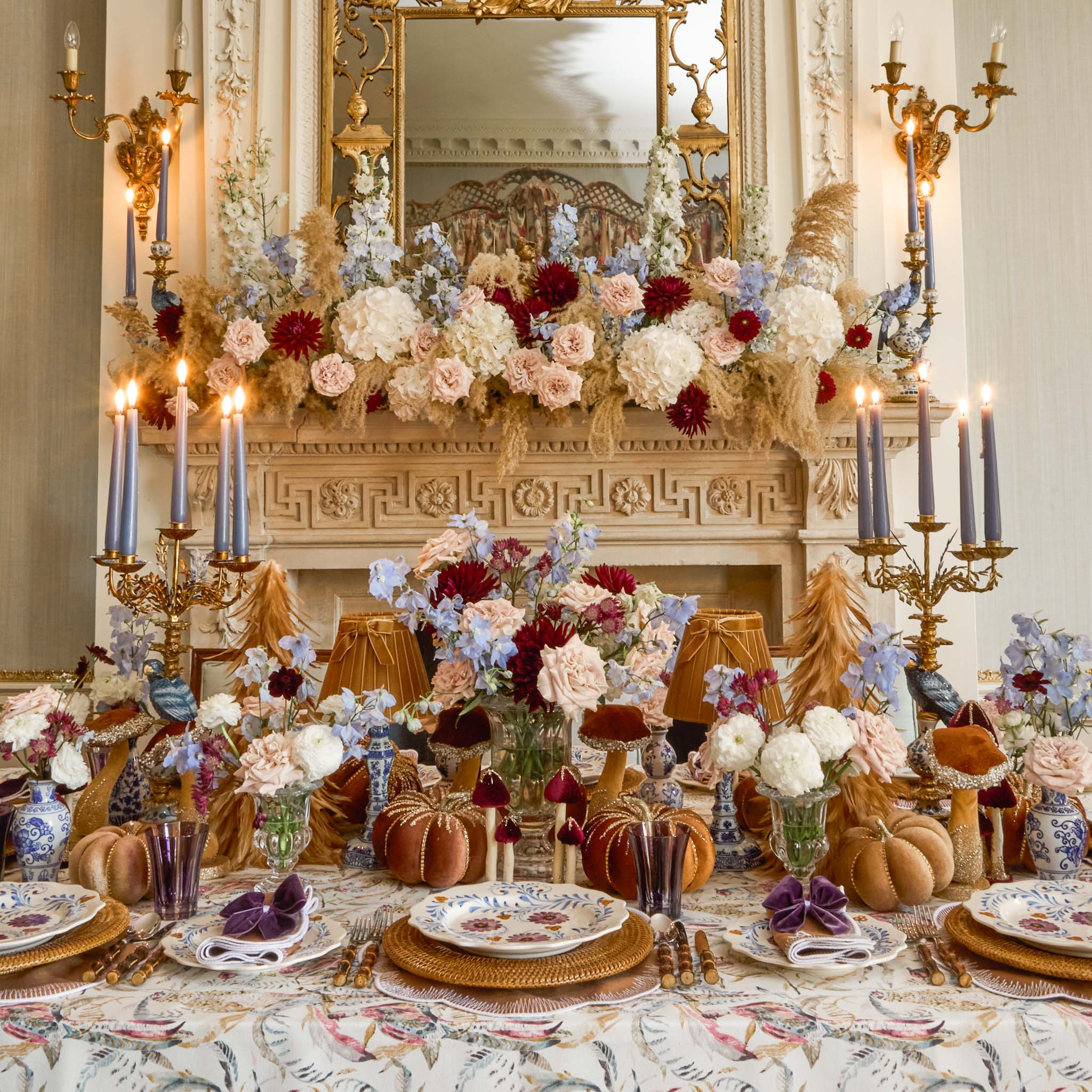 Aubergine Glitter Velvet Mushroom Family (Set of 6)