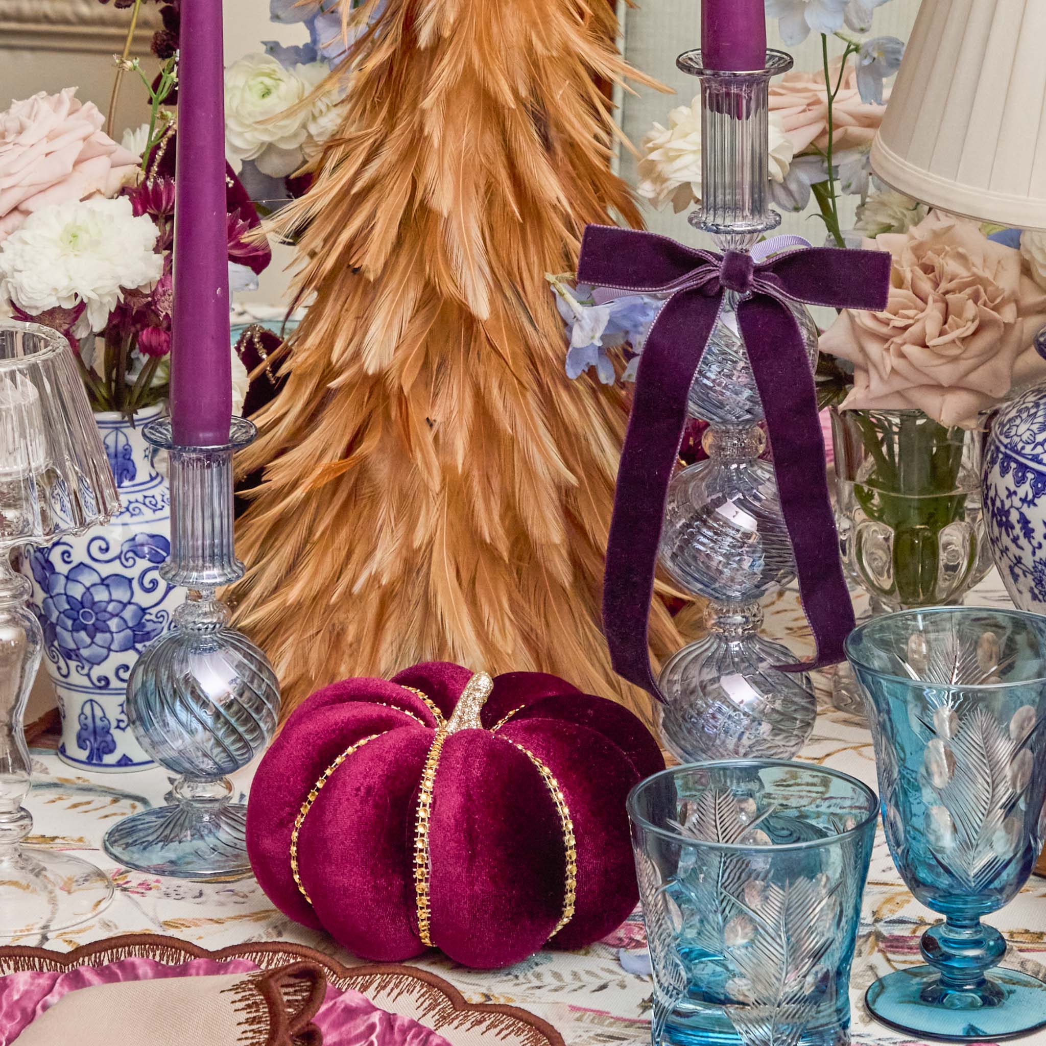 Small Camille Azure Candle Holders (Pair)