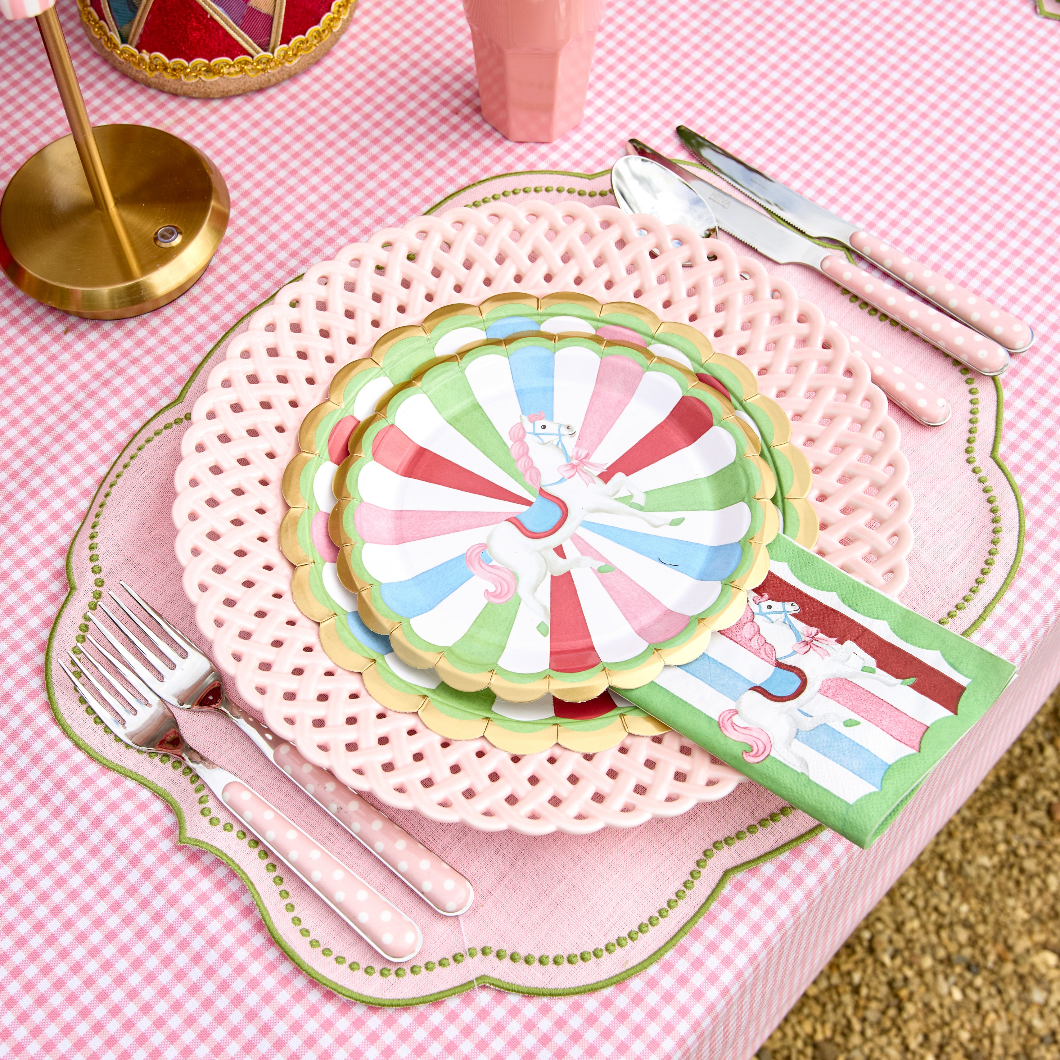 Pink Basketweave Dinner Plates (Set of 4)