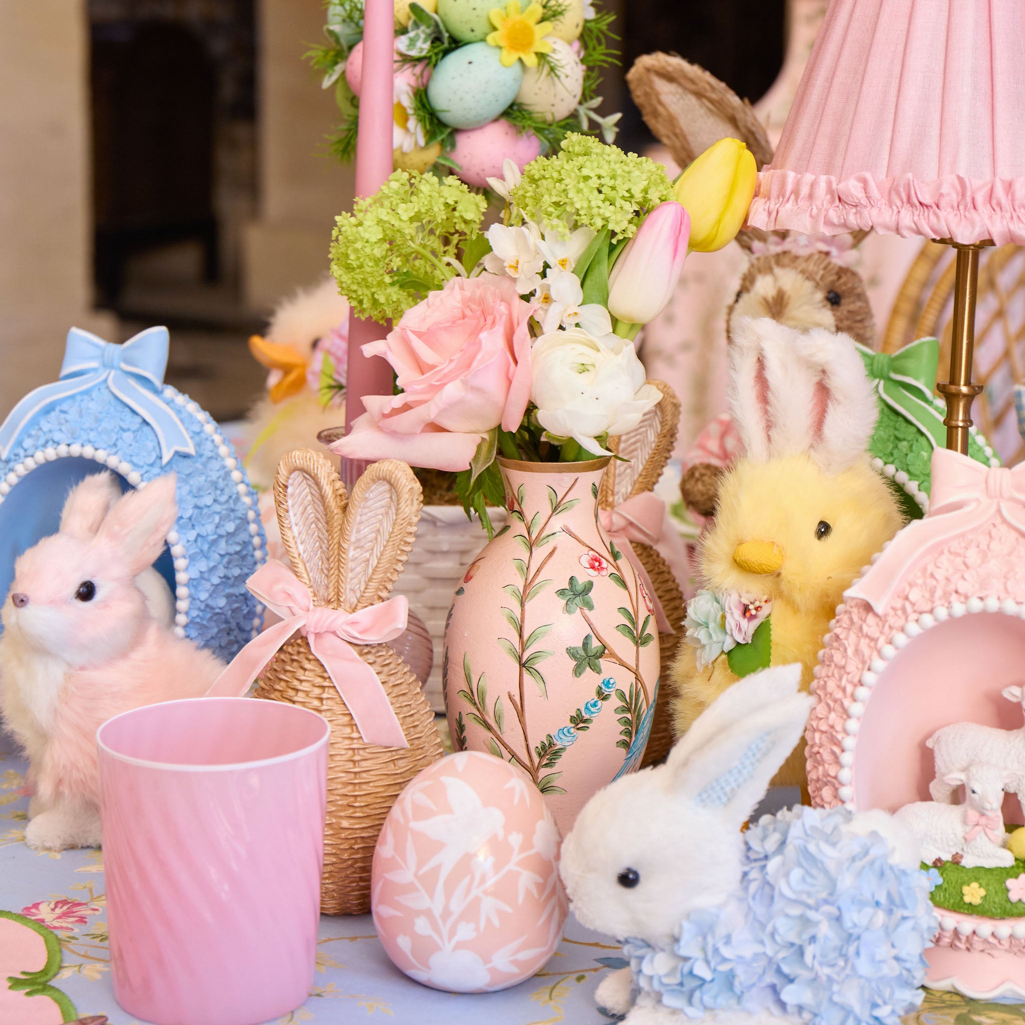 Pink Chinoiserie Tole Vases (Set of 3)