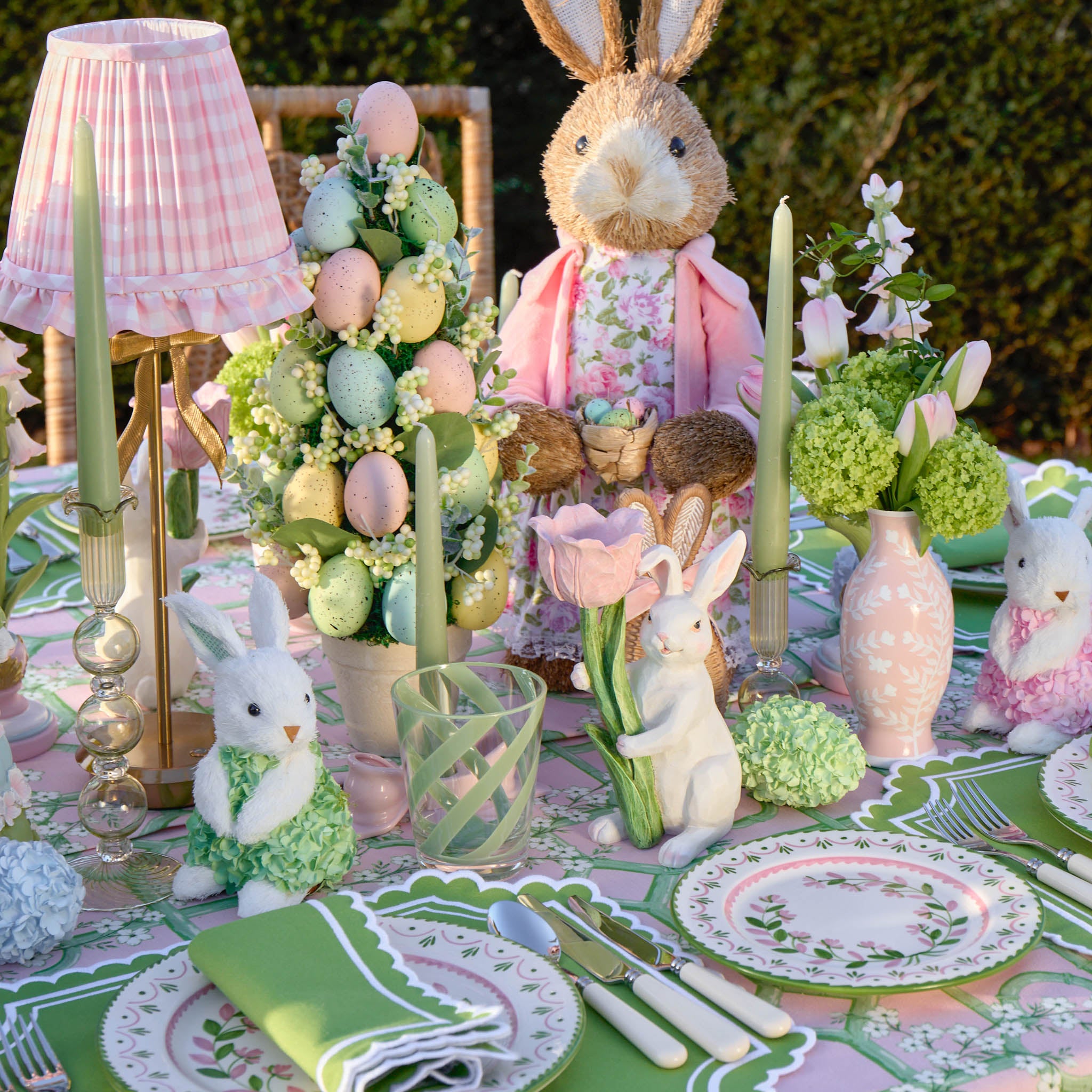 Bunny with Pink Tulip (Pair)