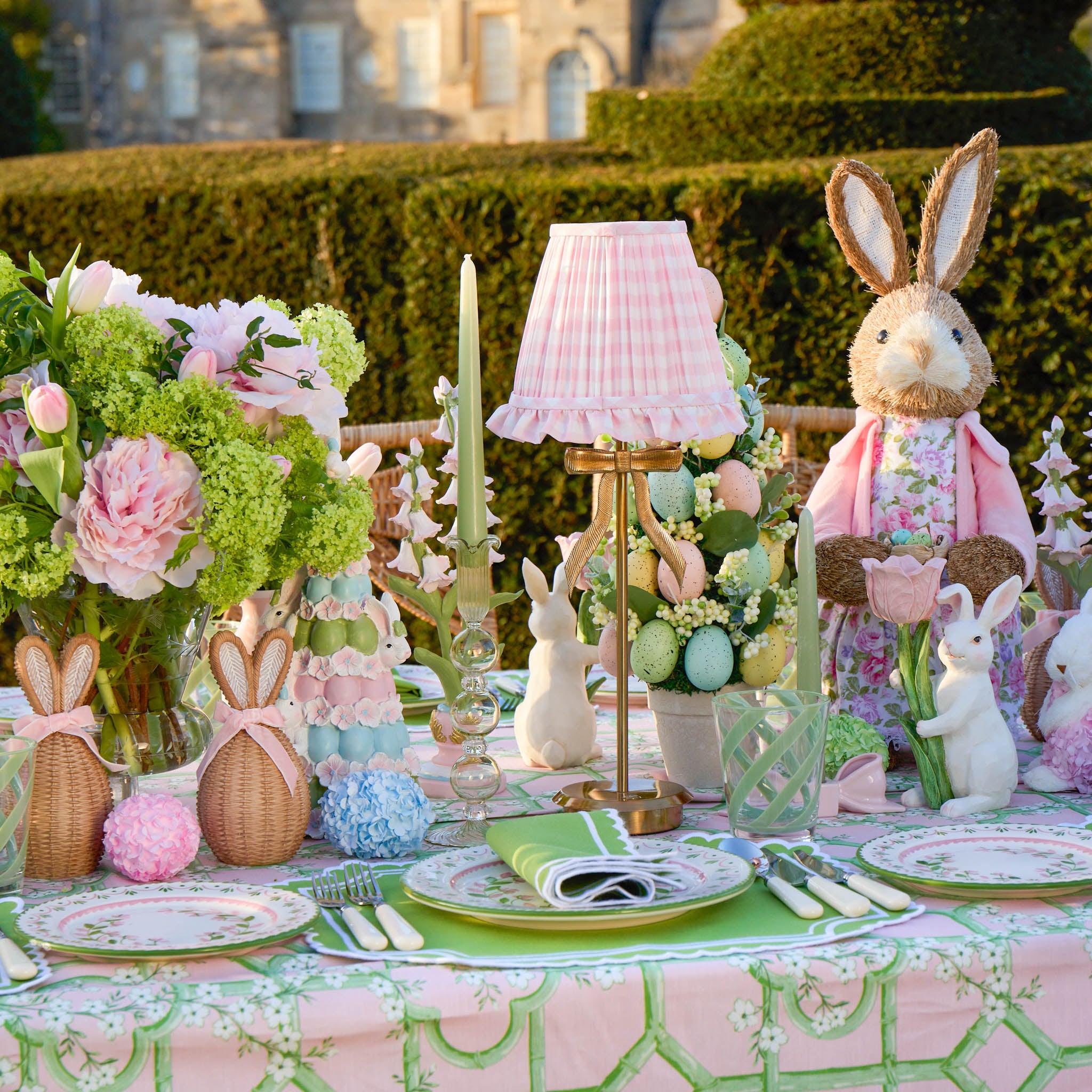 Tall Marilyn Bow Rechargeable Lamp with Pink Gingham Shade (18cm)