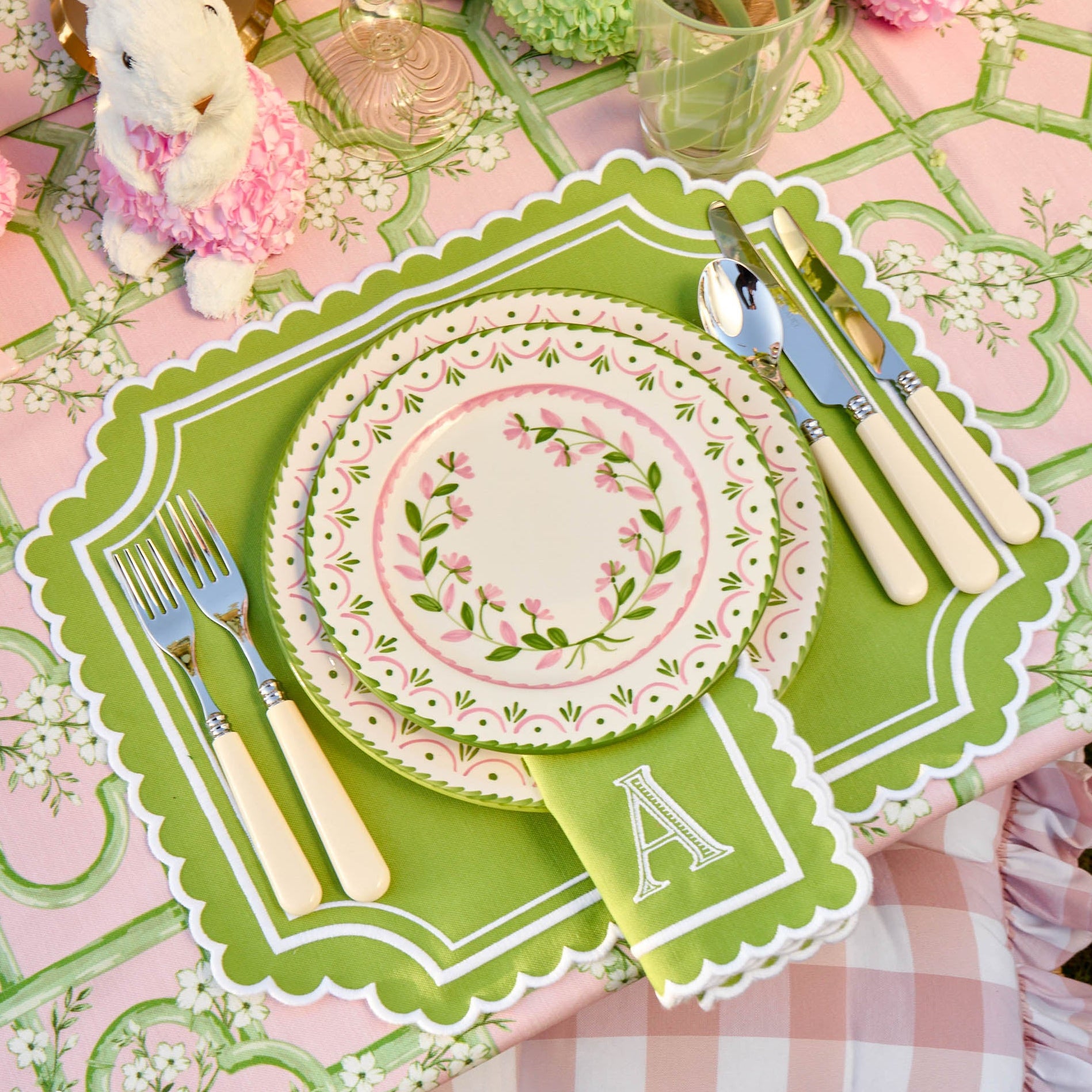 Louisa Green Placemats & Napkins (Set of 4)