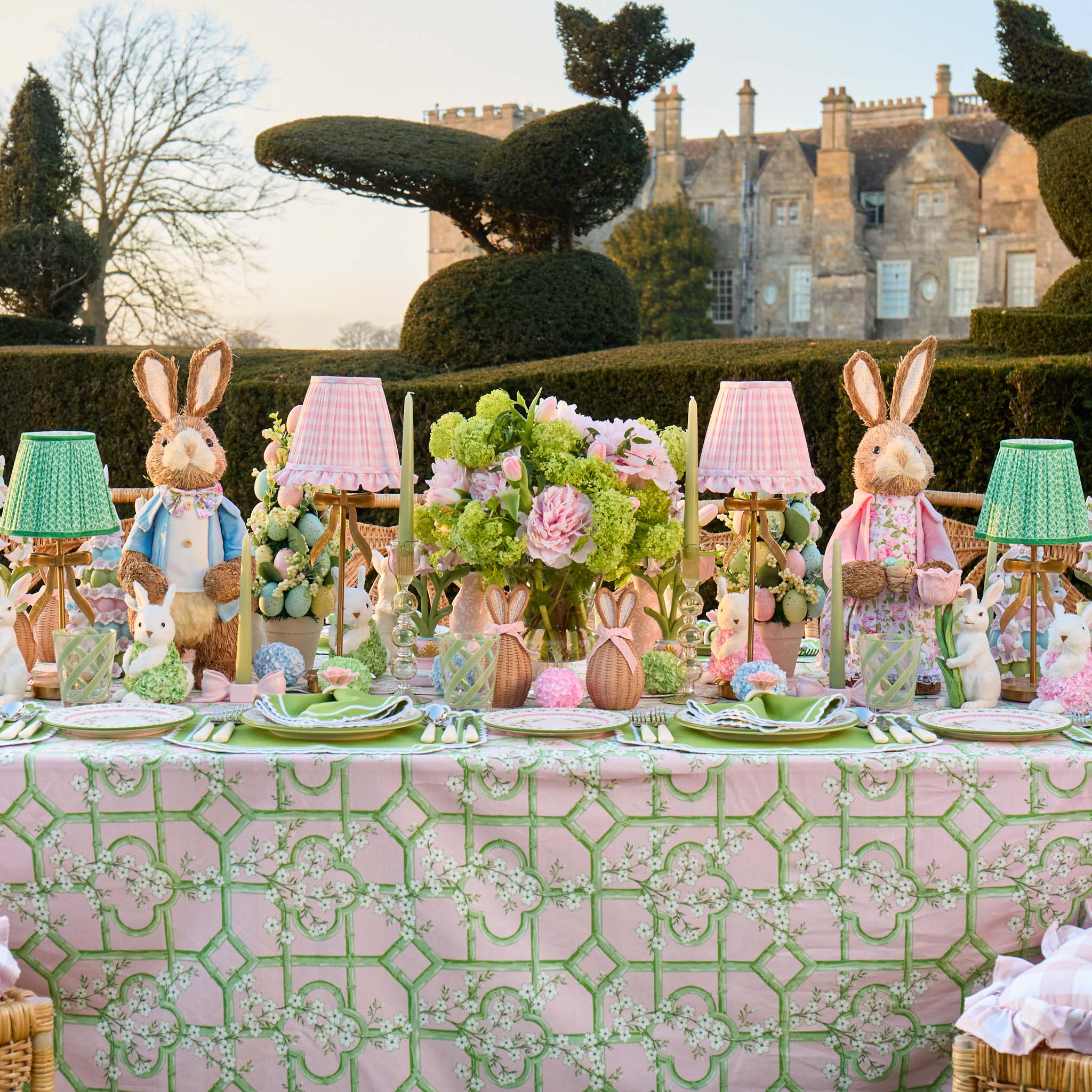 Marilyn Bow Rechargeable Lamp with Green Lotus Shade (18cm)