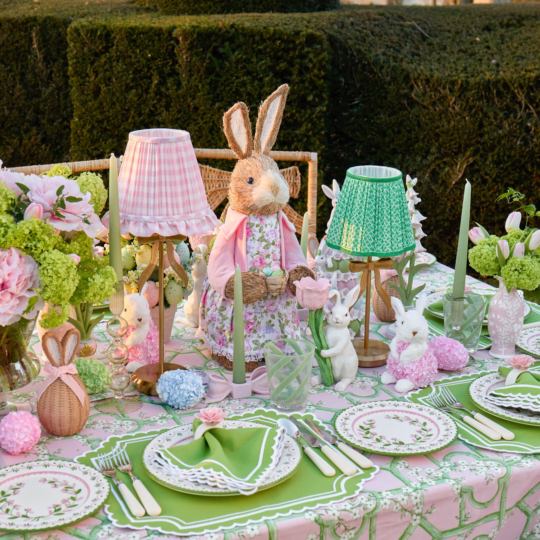 マニ― アンティーク風 ステンシールチェリーブリキ ガーデン雑貨 4点セット Green & Pink Josephine Garland Starter Plate