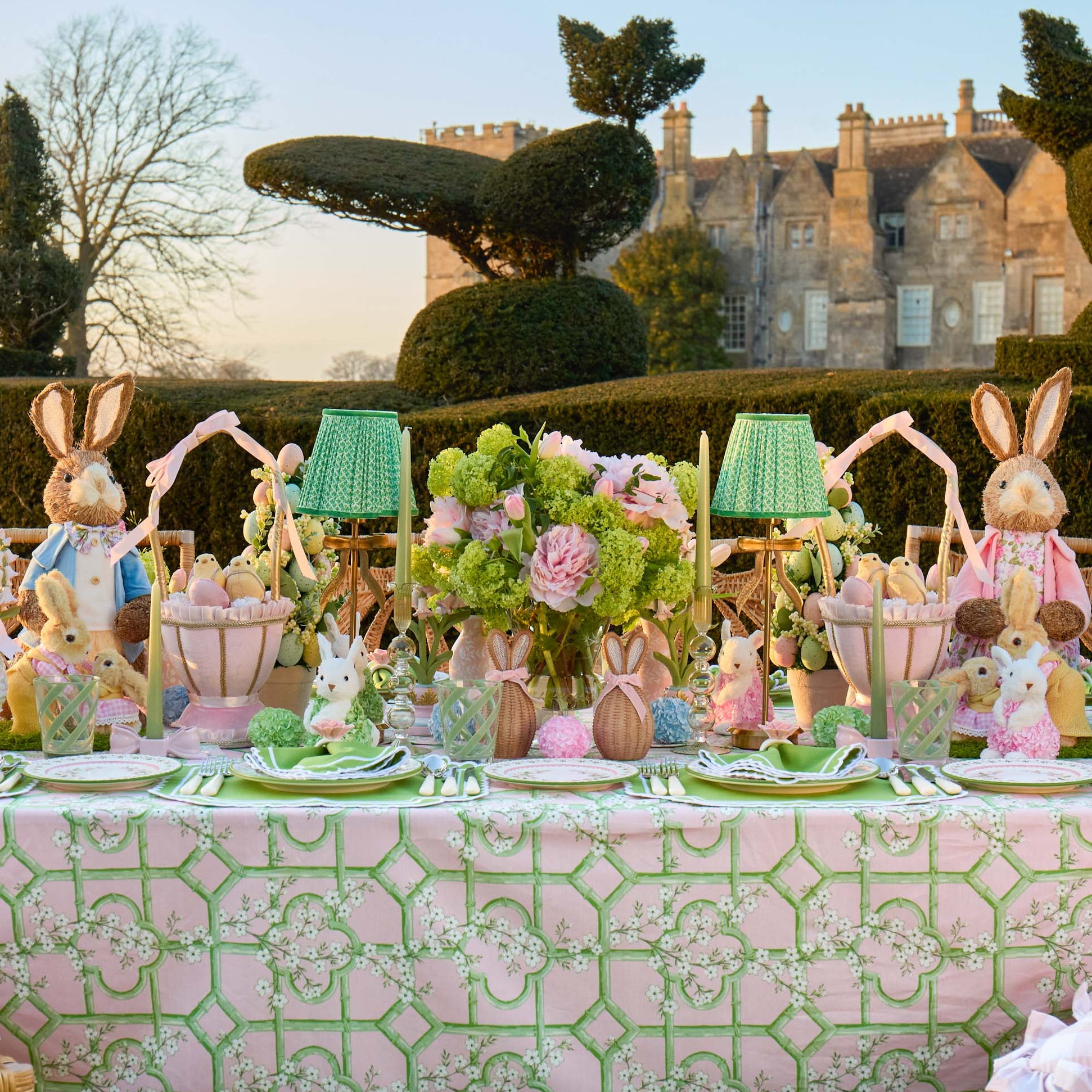 Tall Marilyn Bow Rechargeable Lamp with Green Lotus Shade (18cm)