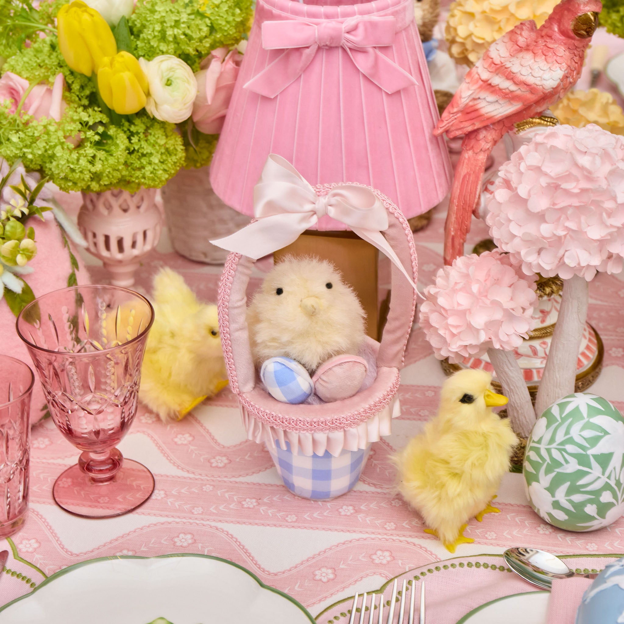 Chicks in Gingham Basket (Pair)