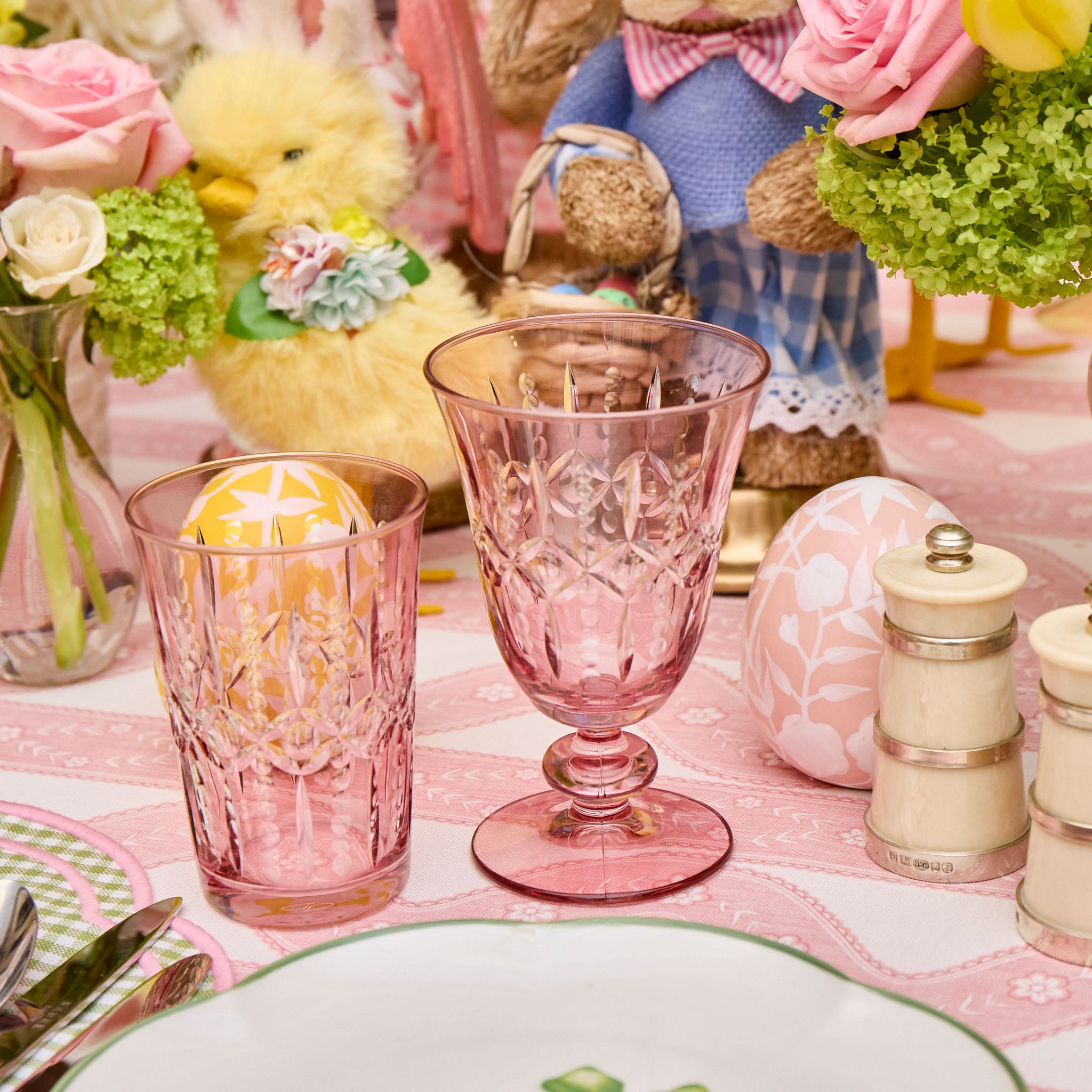 Pink Chloe Engraved Glassware (Set of 8)